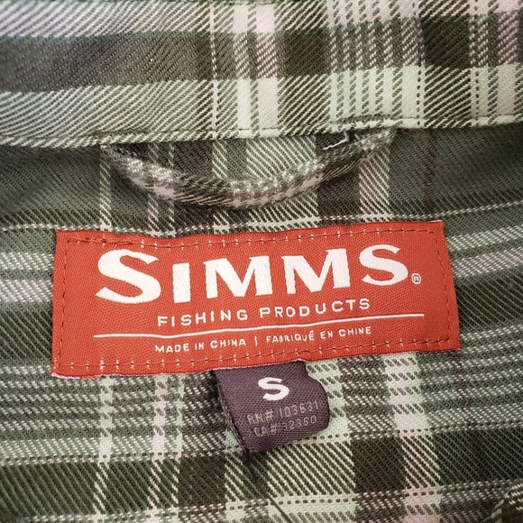 Simms Primaloft Blend Flannel Button Down Mallard Plaid Green NWT Size Small - Picture 3 of 8